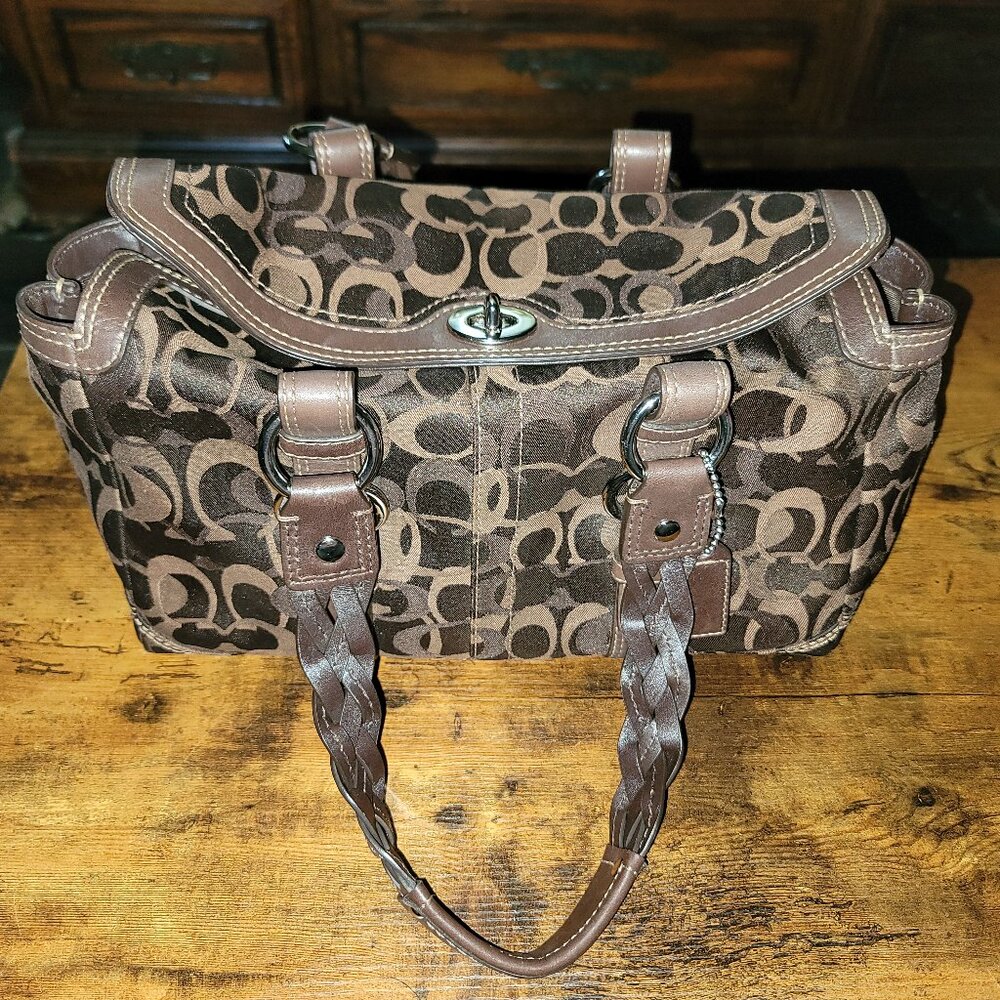 Coach Chelsea Brown Satchel Tote Bag G0793-70995 Braided Handles with Bag